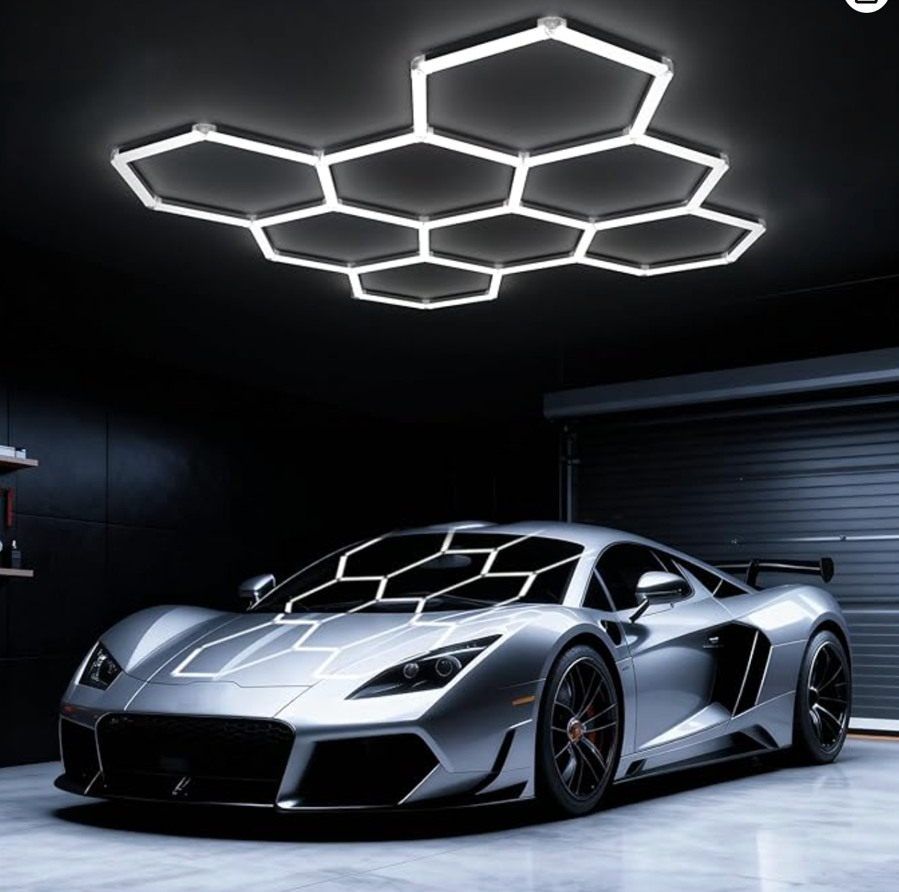 Hexagon Garage Lights: 8 Grids